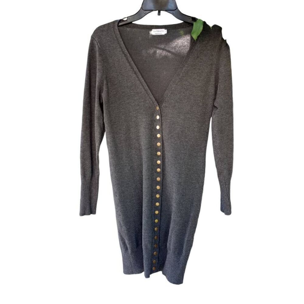 Satinato long charcoal colored cardigan